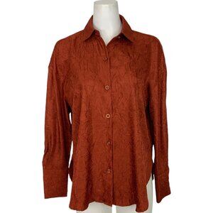 House Of Harlow 1960 Button Front Blouse S Burnt Orange Oversized Fall Fashion